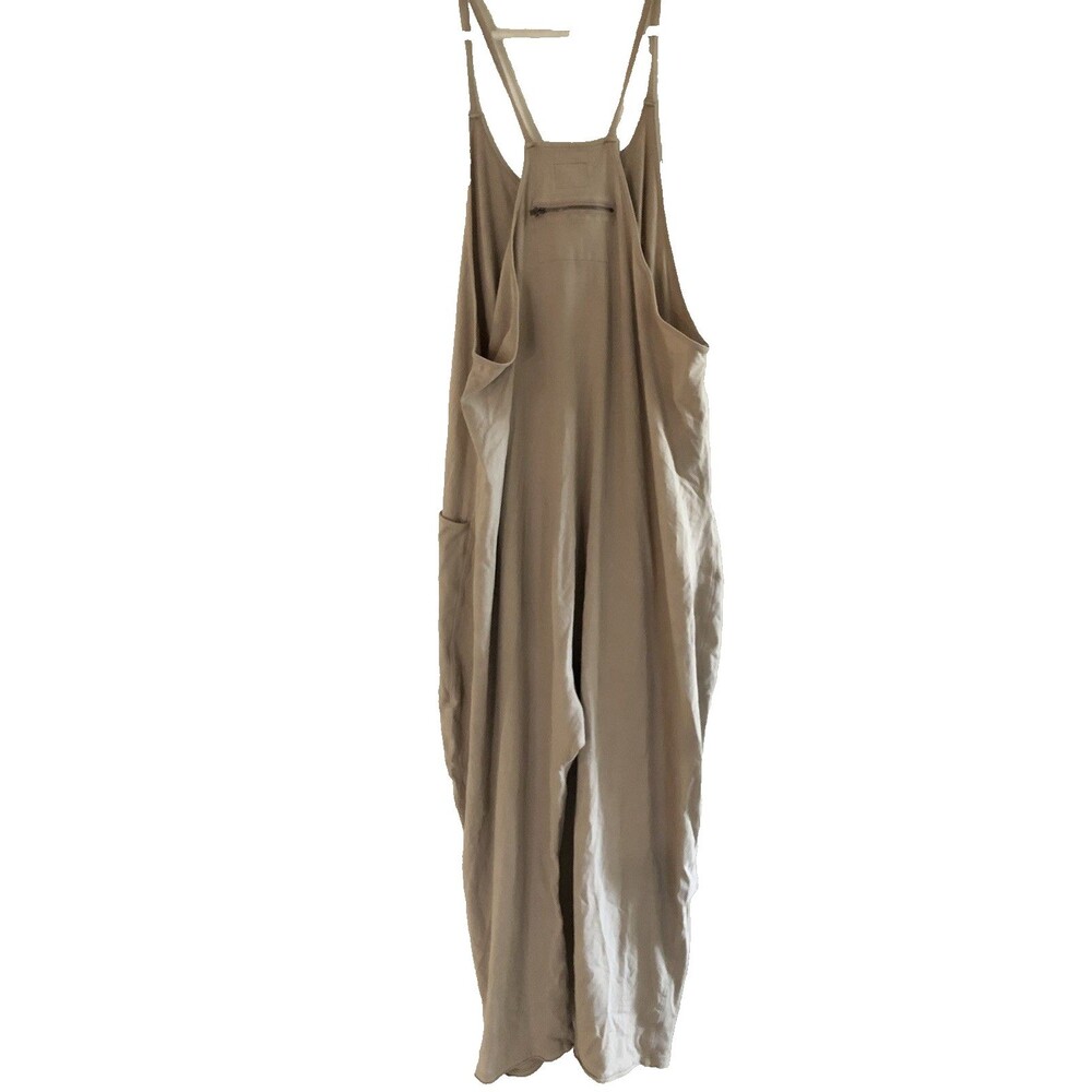 Free People FP Movement Hot Shot One Piece Jumpsuit Tan Beige Sz Large *flaw - Picture 2 of 8